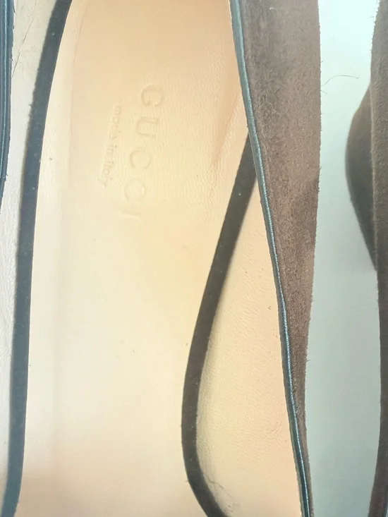 Gucci Dark Chocolate Brown Marmont GG fringe 55mm block heel Loafer pumps EU38.5 - Picture 3 of 11